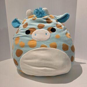 Squishmallows Zelia 16" Giraffe Teal Blue Gold Spots Kelly Toy Jazwares Tags